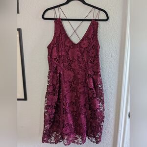 NWT Romeo & Juliet Couture Dress Lace Burgundy Homecoming Formal L